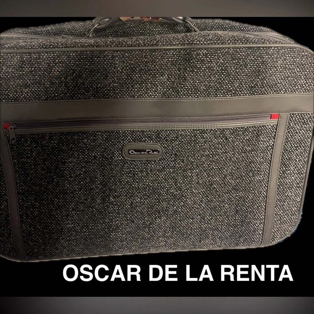 Oscar de la Renta Gray Tweed Men's Travel Luggage